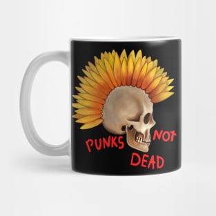 Punks not dead skull sunflower Mug